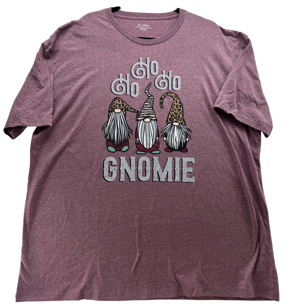 Ho Ho Ho Gnomie Christmas T-Shirt Women's 3X Holiday Graphic Tee Cute Festive